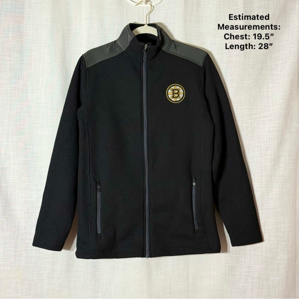 Boston Bruins NHL Full Zip Fleece Jacket Black Softshell‎ Panels Small S Hockey